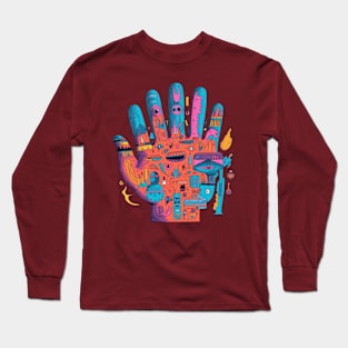 Psychedelic Surrealism: A Whimsical Journey through Aztec and Hopi Art Long Sleeve T-Shirt